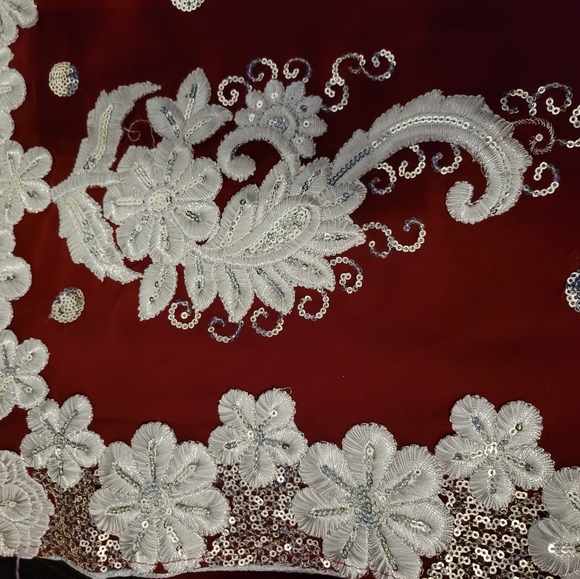 New saree - chiffon with white thread embroidery - Picture 3 of 4